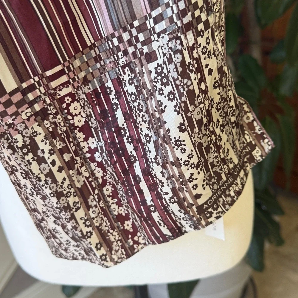 ADRIENNE VITTADINI LADIES 100% SILK SCARF NWT NEW TAGS, BURGUNDY, BEIGE COLORS